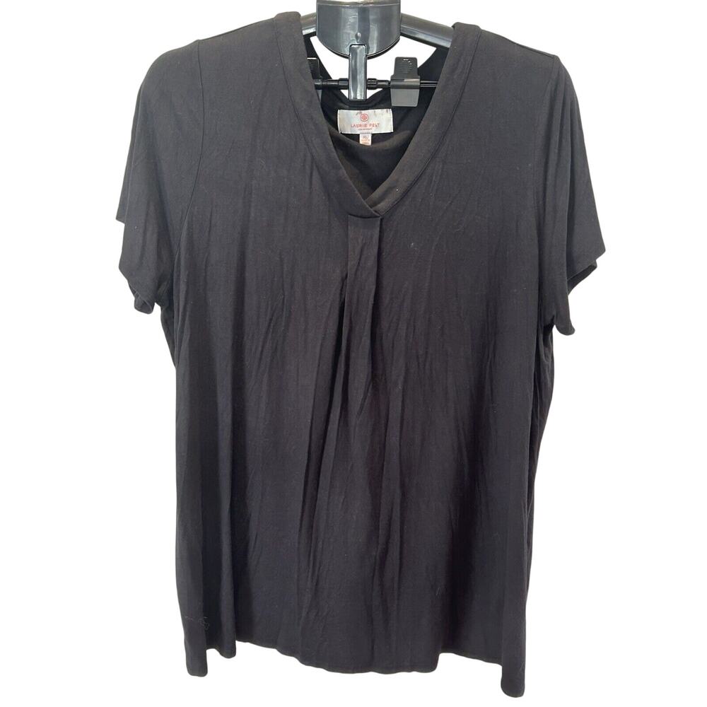 Laurie Felt Black Short Sleeved Blouse Women's size XL